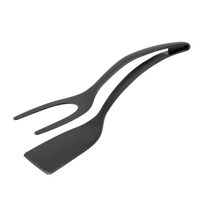 2-in-1 Nylon Grip Flip Tongs and Spatula for Culinary and Grilling Applications